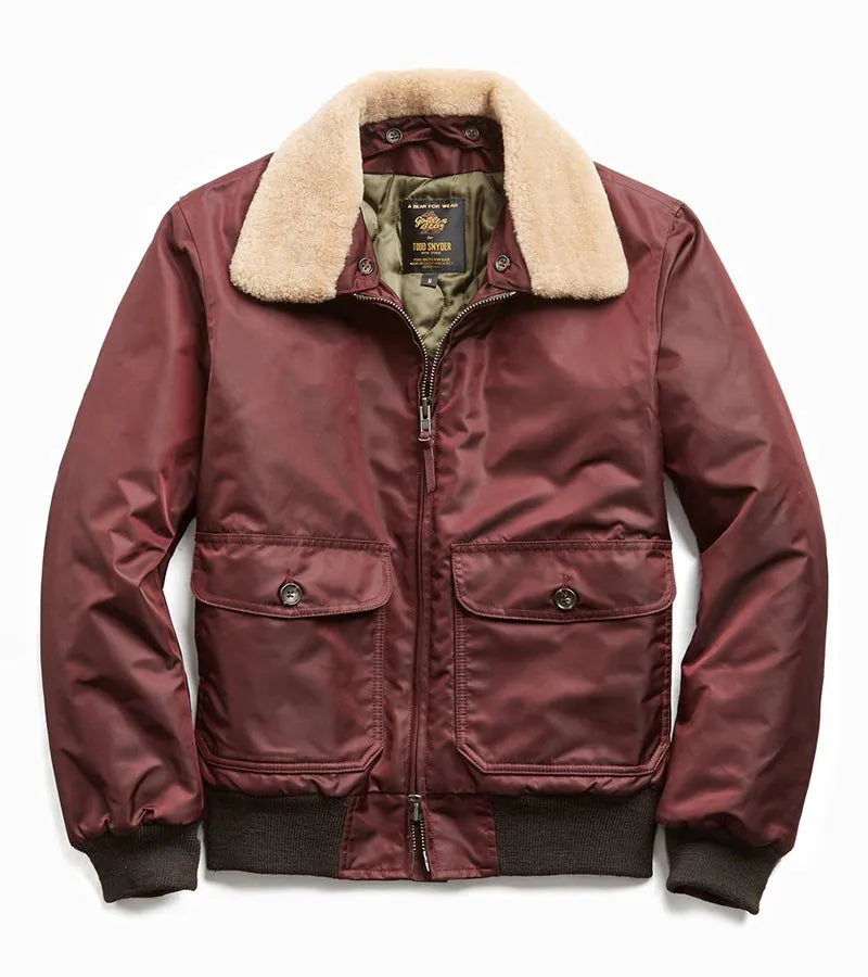 Todd Snyder X Golden Bear Burgundy Nylon Bomber Jacket