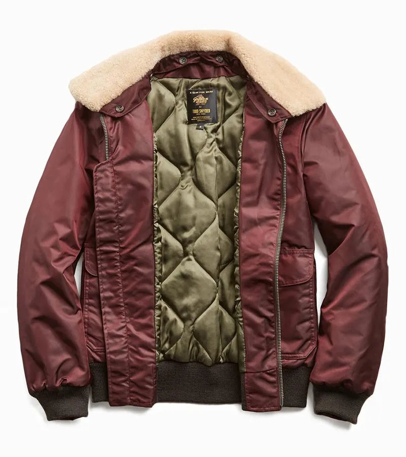 Todd Snyder X Golden Bear Burgundy Nylon Bomber Jacket