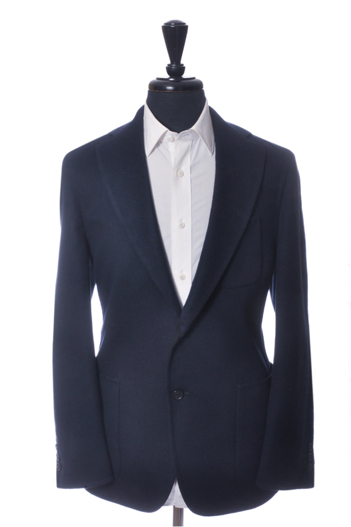 Canali Navy Blue Flannel Unstructured Blazer