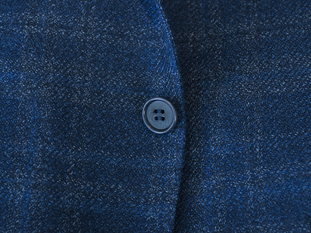 Canali Dark Blue Check Silk Wool Blazer