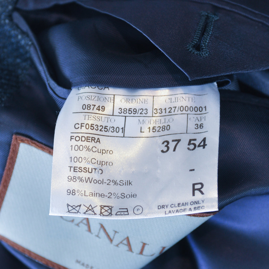 Canali Dark Blue Check Silk Wool Blazer