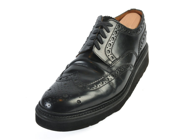 Grenson Black Wedge Sole Long Wing Shoes
