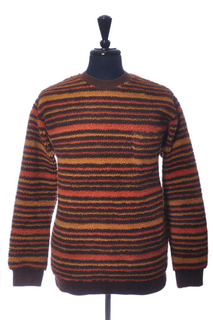 Beams Plus Brown Striped Terry Crew