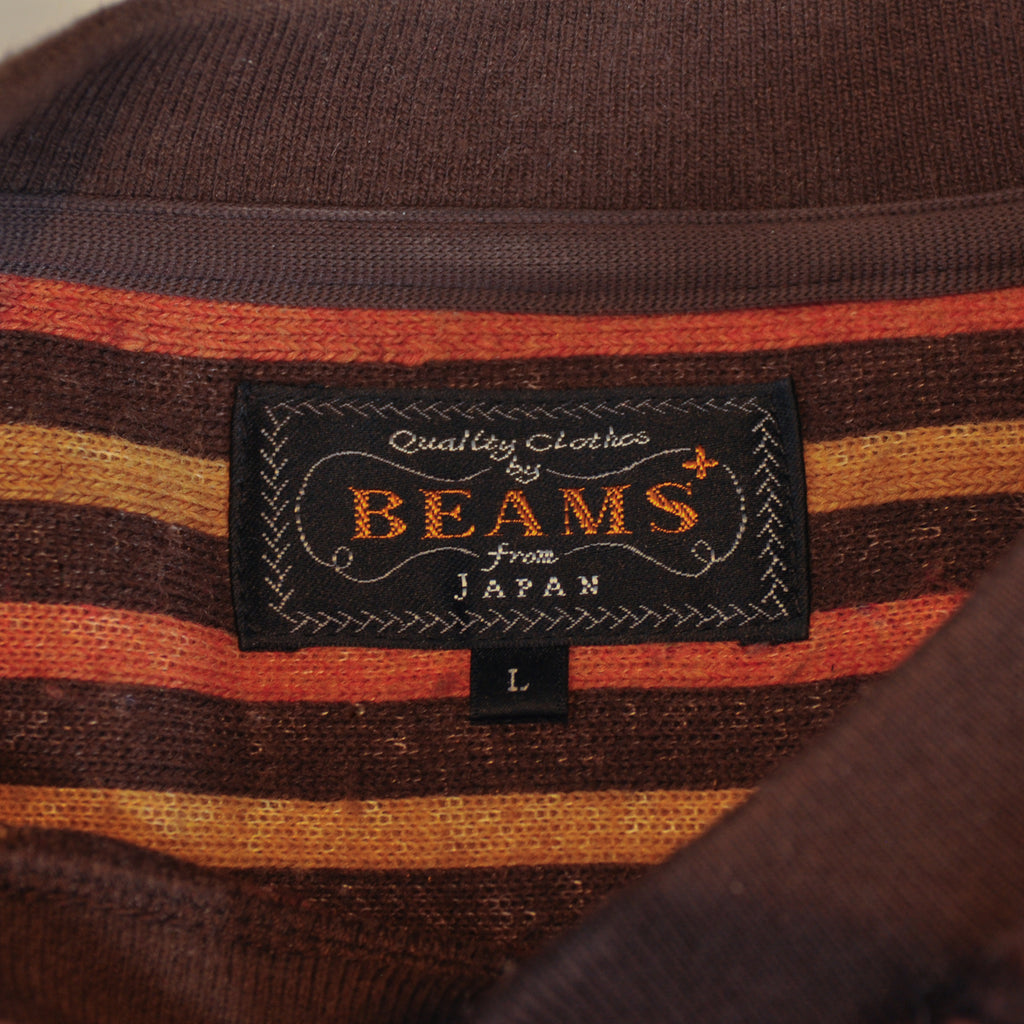 Beams Plus Brown Striped Terry Crew