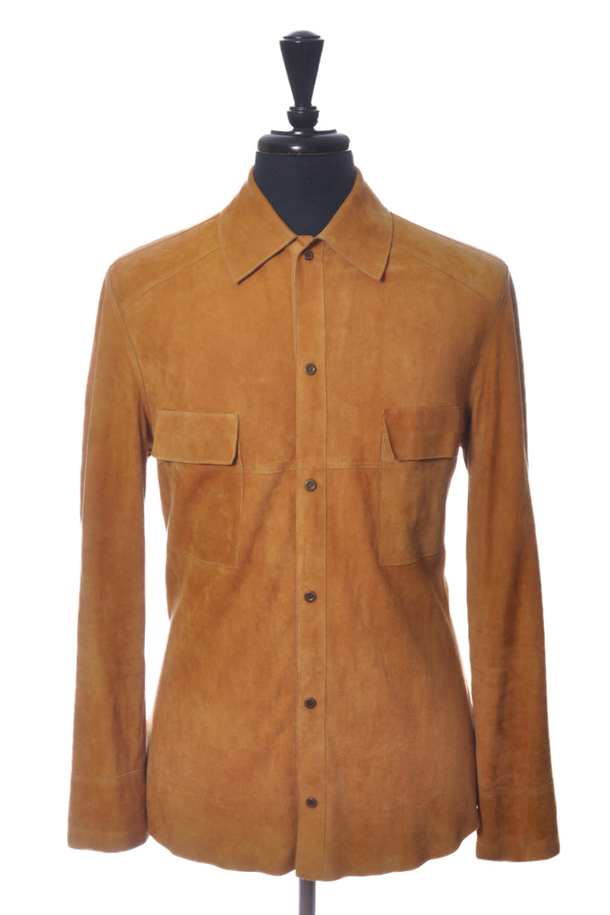 Yvan Brown Suede Snap Overshirt