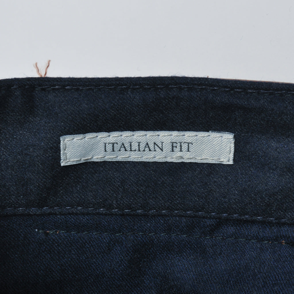 Brunello Cucinelli Navy Blue Flannel 5-Pocket Pants