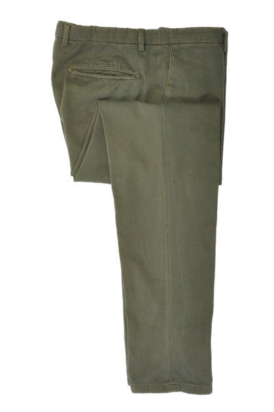 Boglioli Green Garment Washed Cotton Twill Pants