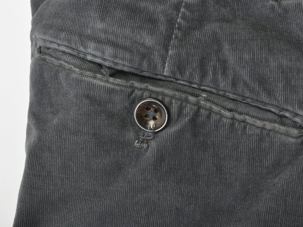 Briglia Grey Slim Fit Fine Corduroy Pleated Pants