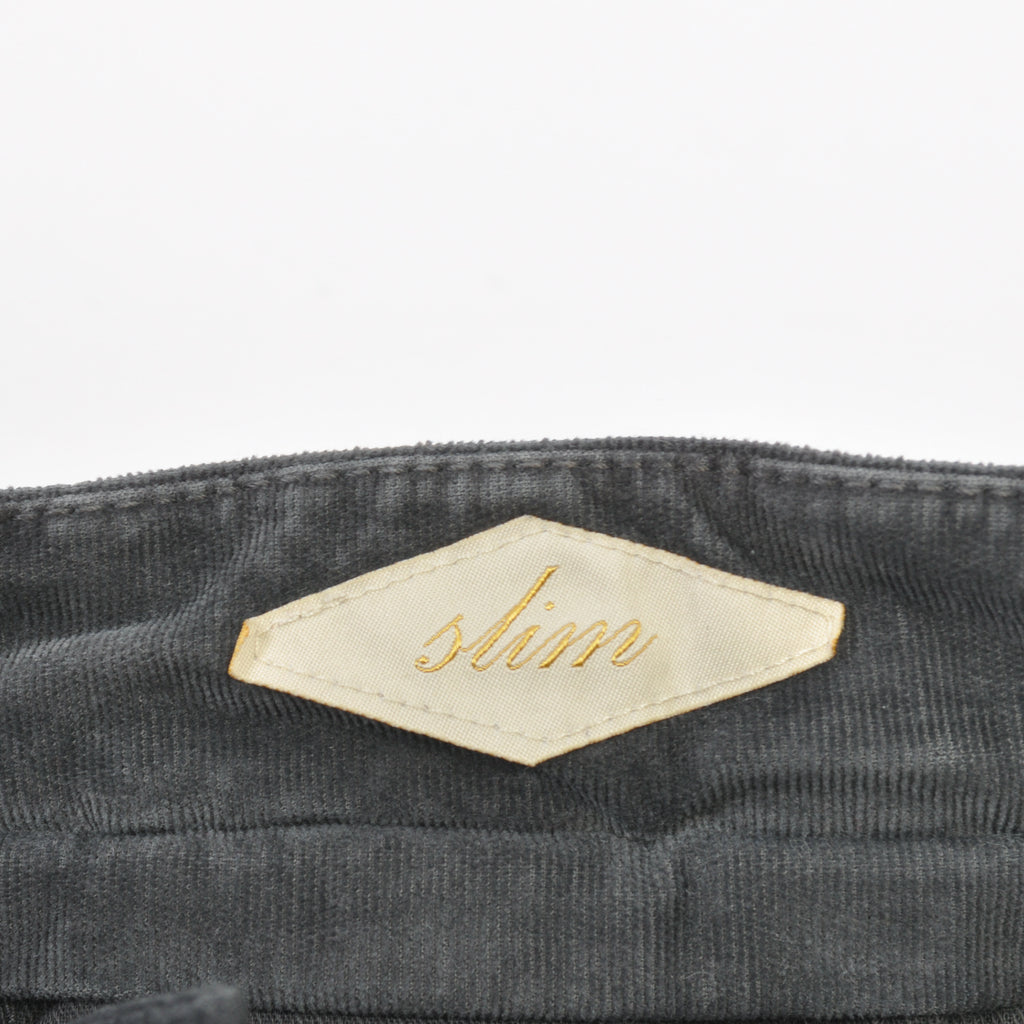 Briglia Grey Slim Fit Fine Corduroy Pleated Pants