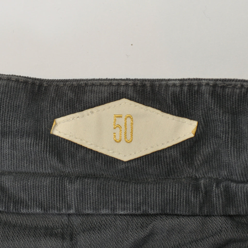 Briglia Grey Slim Fit Fine Corduroy Pleated Pants