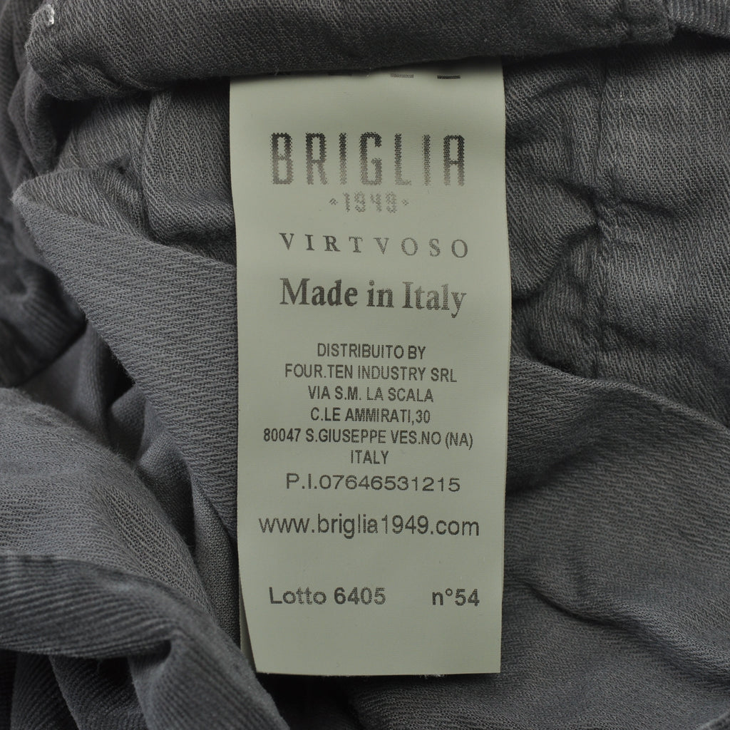 Briglia Grey Slim Fit Fine Corduroy Pleated Pants