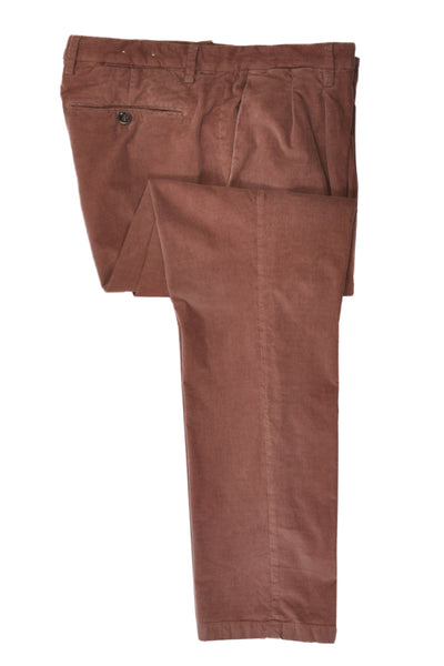 Briglia Brown Slim Fit Fine Corduroy Pleated Pants