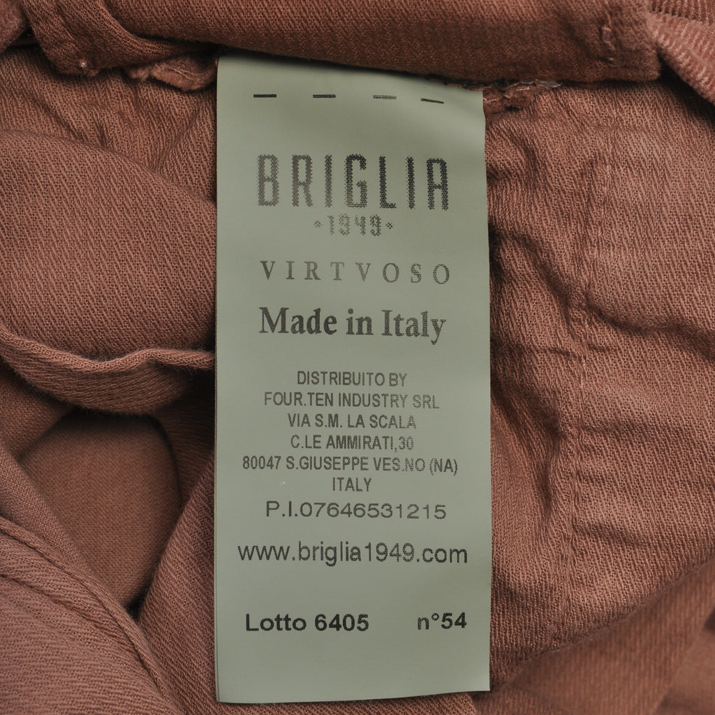 Briglia Brown Slim Fit Fine Corduroy Pleated Pants