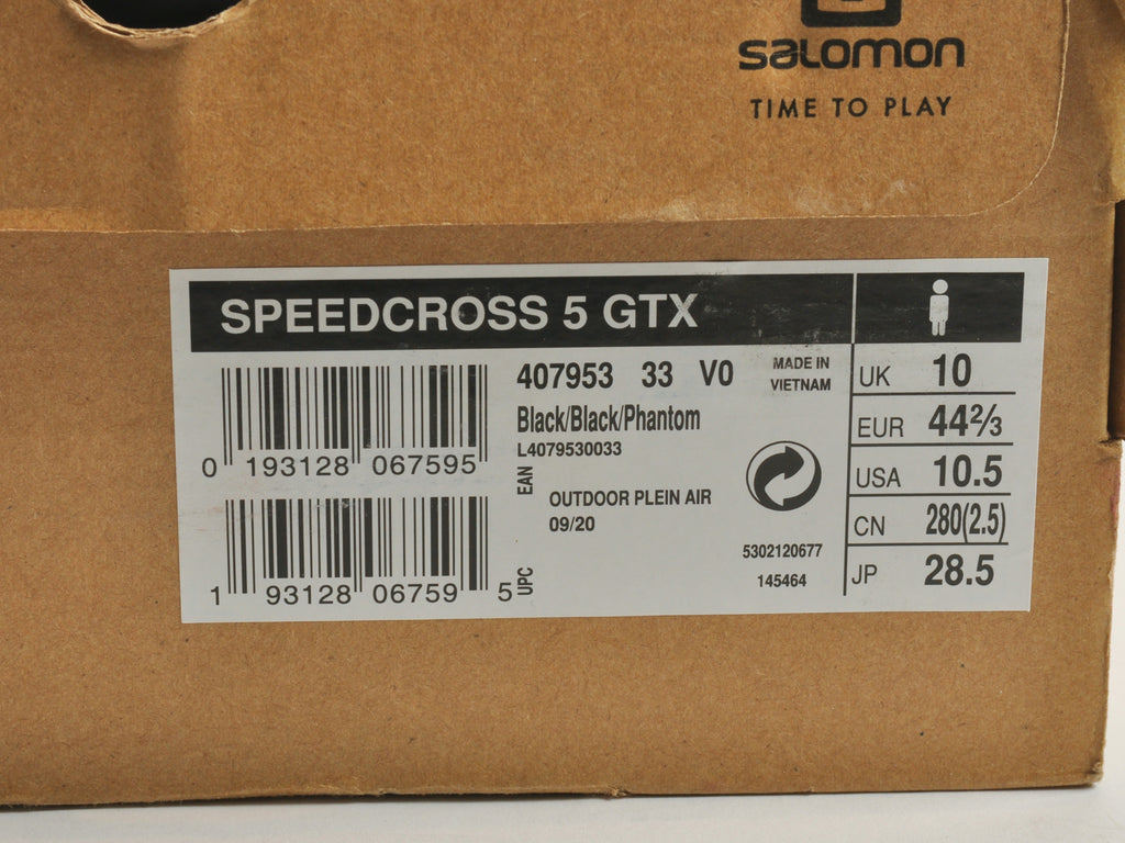 Salomon NIB Black Speed Cross 5 GTX Shoes