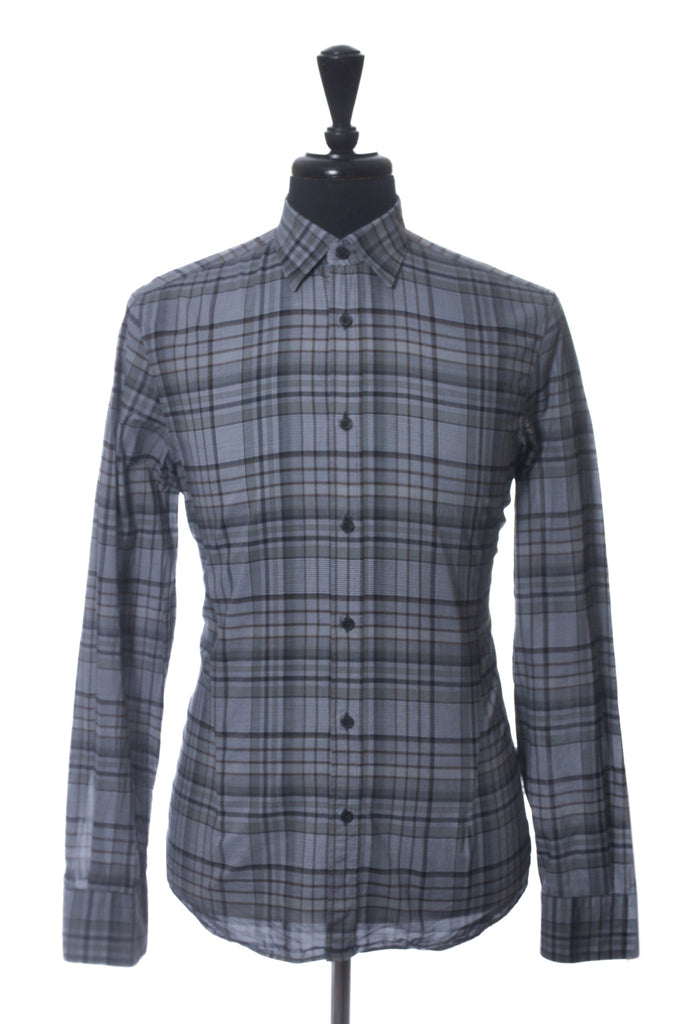 ZZegna Grey Check Drop8 Fit Shirt