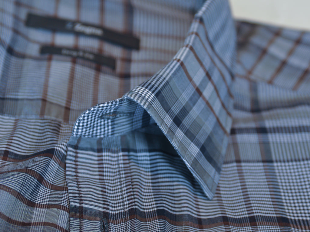 ZZegna Grey Check Drop8 Fit Shirt