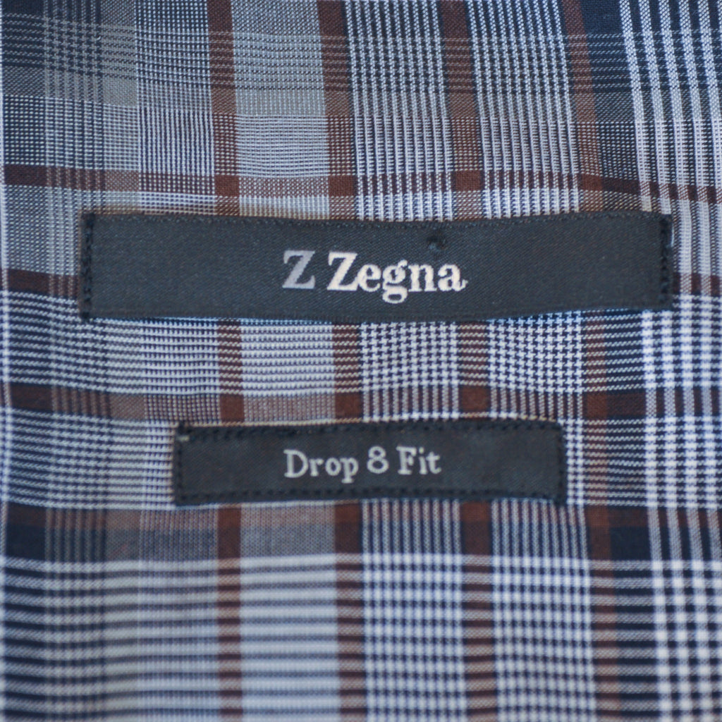 ZZegna Grey Check Drop8 Fit Shirt