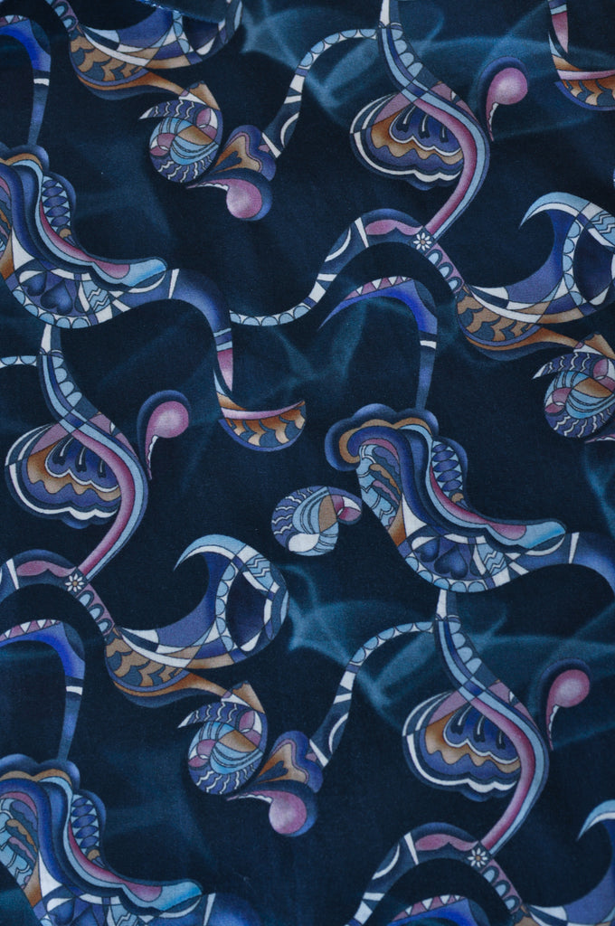 Bugatchi Navy Blue Print Shaped Fit Shirt