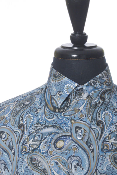Bugatchi Blue Paisley Print Shaped Fit Shirt