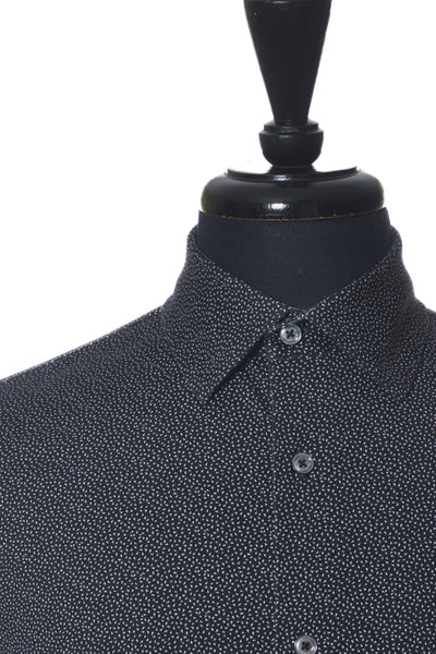 Bugatchi White on Black Print Oooh Cotton Tech Shirt