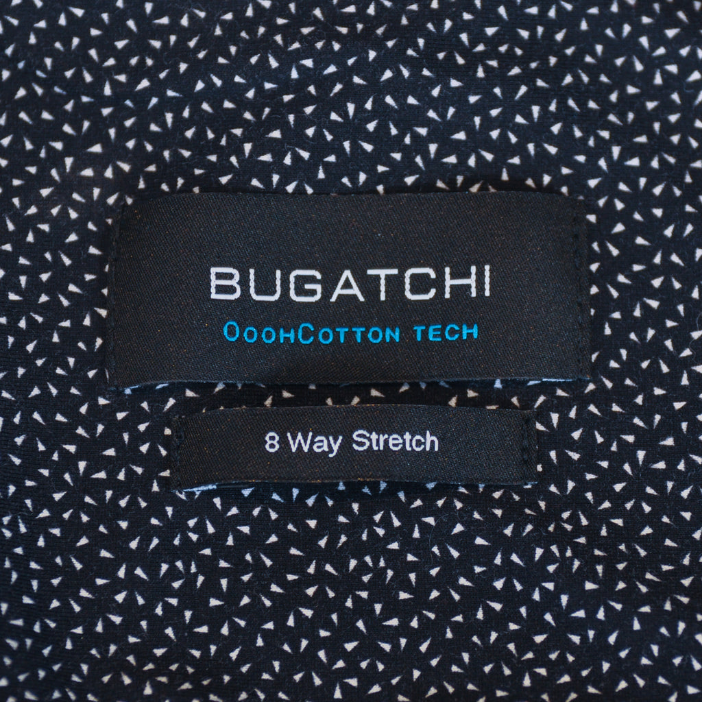 Bugatchi White on Black Print Oooh Cotton Tech Shirt