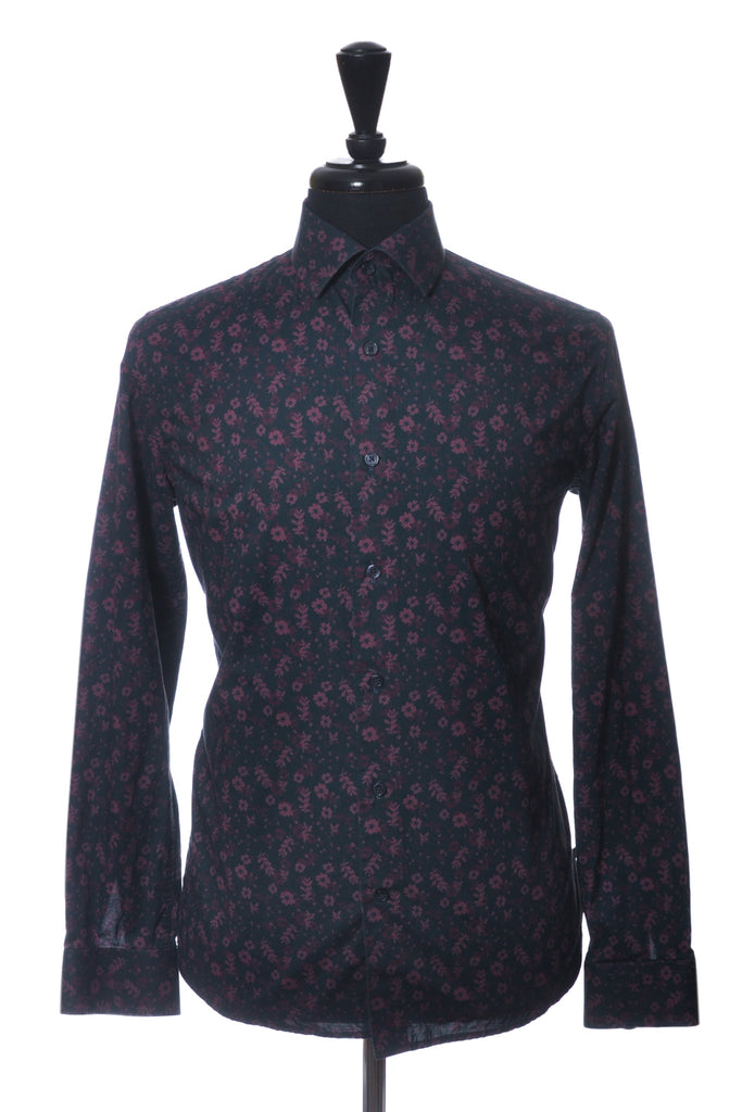Matinique Merlot on Navy Blue Floral Print Shirt