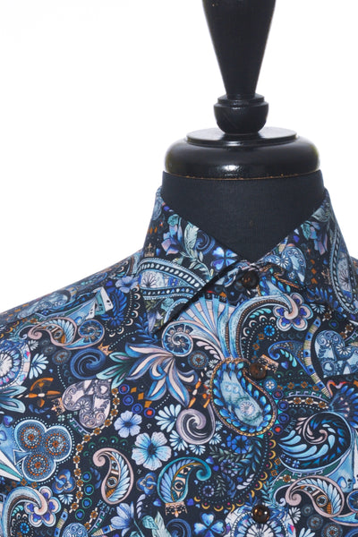 Eton Blue Paisley Print Slim Fit Shirt
