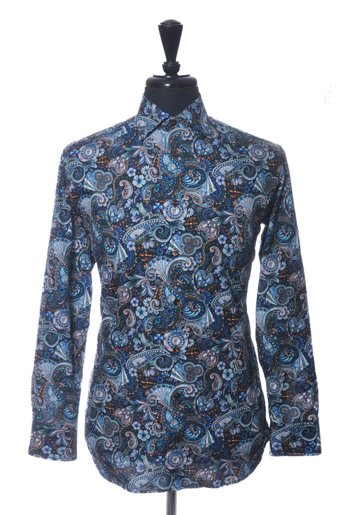 Eton Blue Paisley Print Slim Fit Shirt