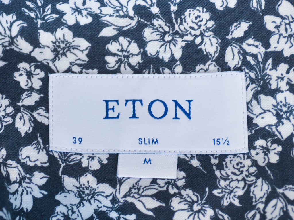Eton White on Grey Floral Print Slim Fit Shirt
