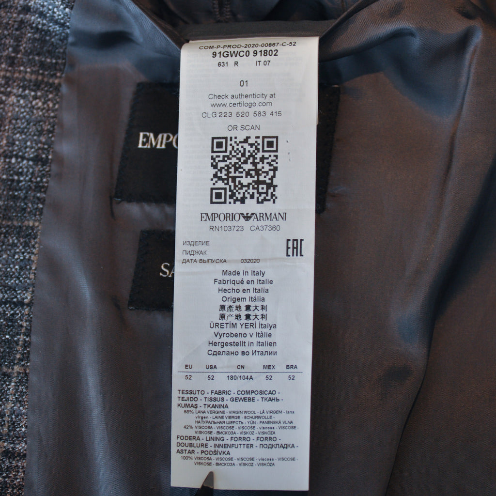 Emporio Armani Grey Check Savile Line Slim Fit Blazer