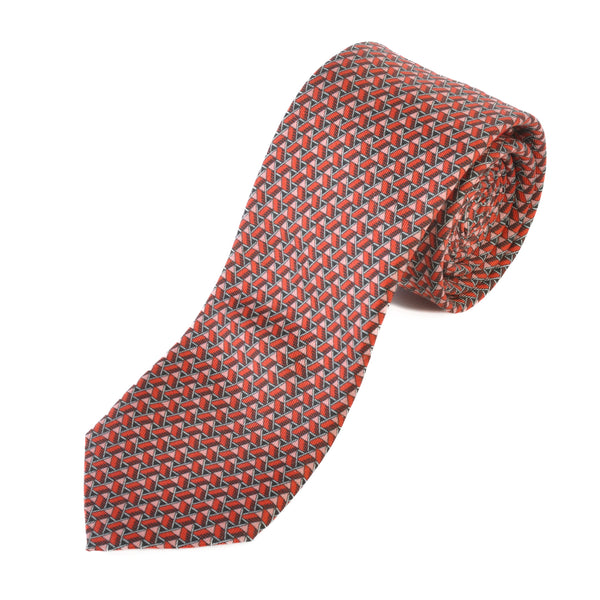 Hugo Boss Red Geometric Print Skinny Tie