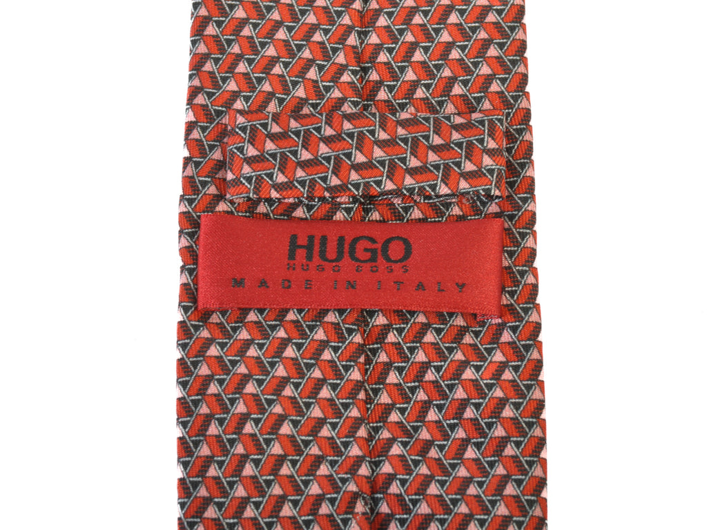 Hugo Boss Red Geometric Print Skinny Tie