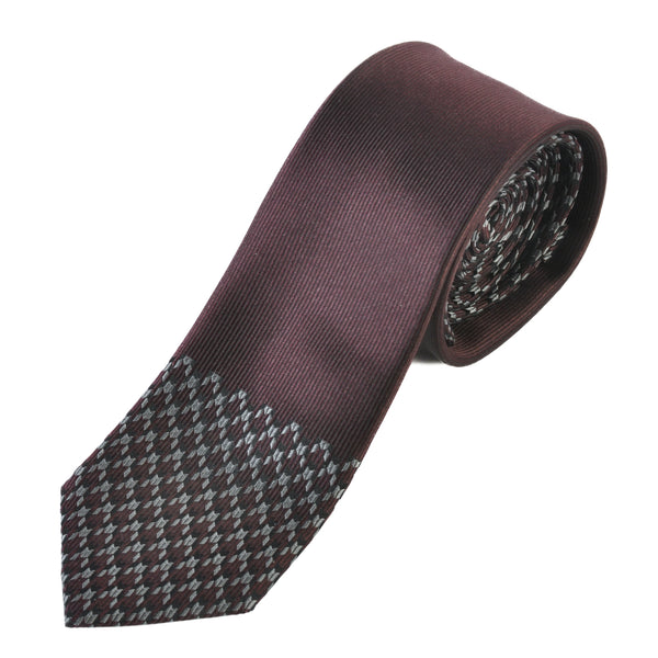 ZZegna Brown Geometric Print Skinny Tie