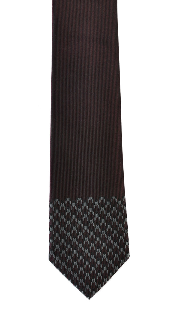 ZZegna Brown Geometric Print Skinny Tie