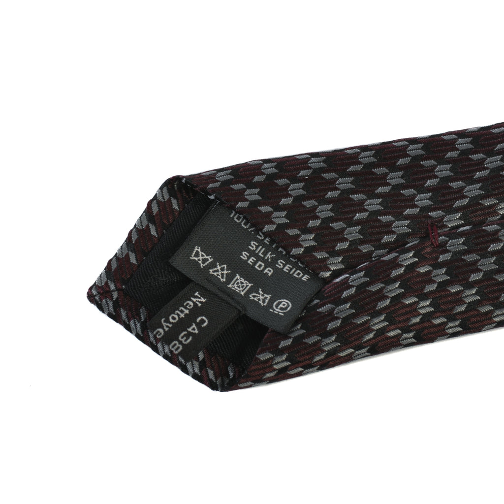 ZZegna Brown Geometric Print Skinny Tie