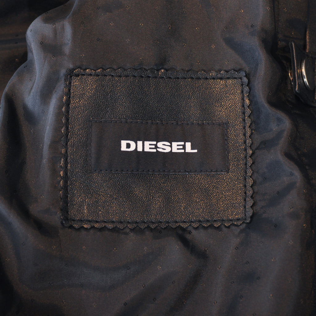 Diesel Black Lambskin Leather Motorcycle Jacket