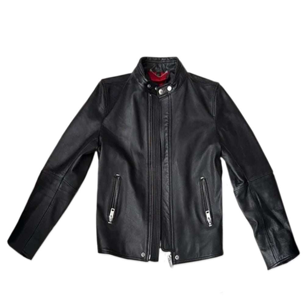Diesel Black Lambskin Leather Motorcycle Jacket