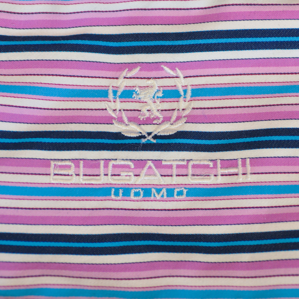 Bugatchi Pink Striped Shaped Fit Dress Shirt