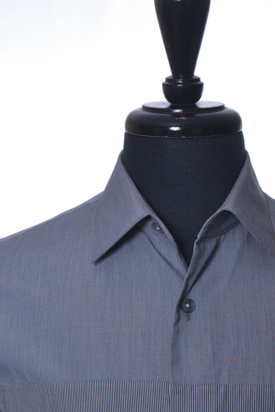 ZZegna Grey Striped Panel Slim Fit Shirt