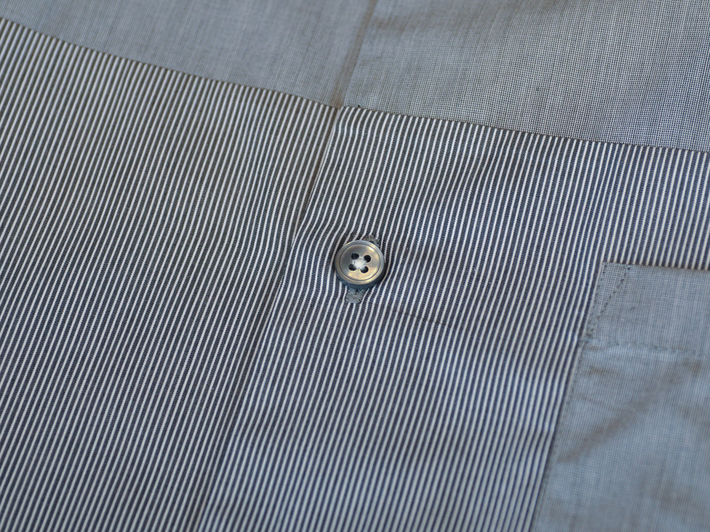 ZZegna Grey Striped Panel Slim Fit Shirt