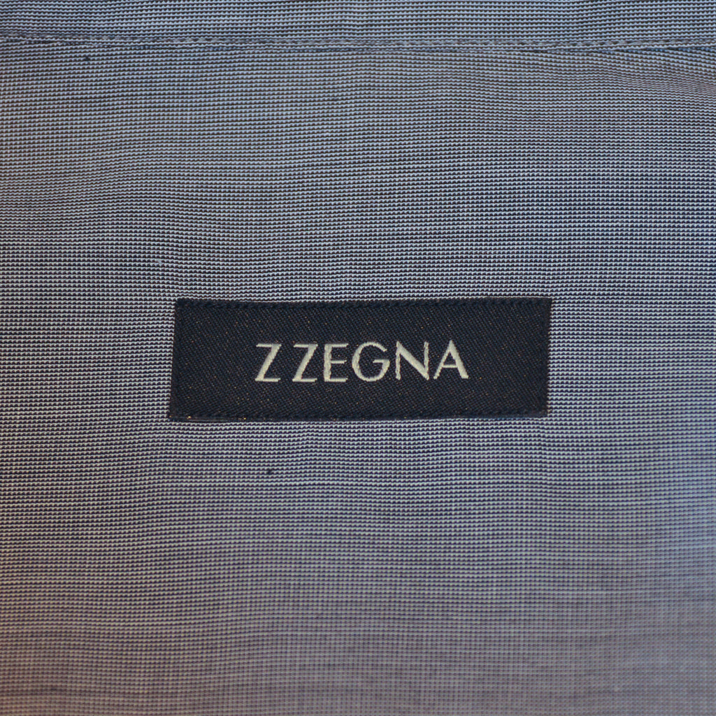 ZZegna Grey Striped Panel Slim Fit Shirt