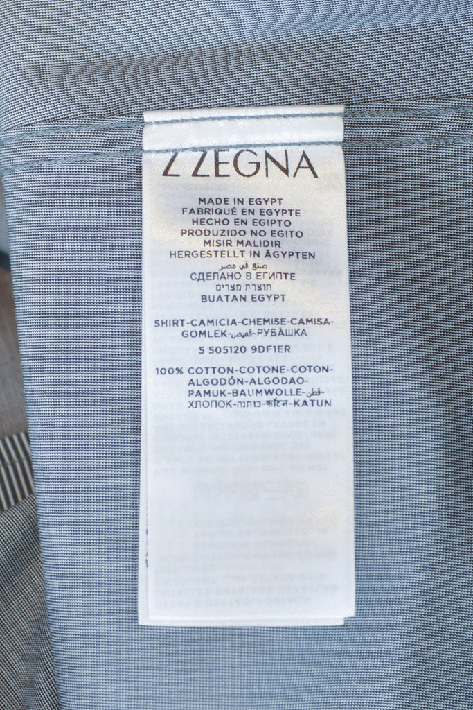 ZZegna Grey Striped Panel Slim Fit Shirt