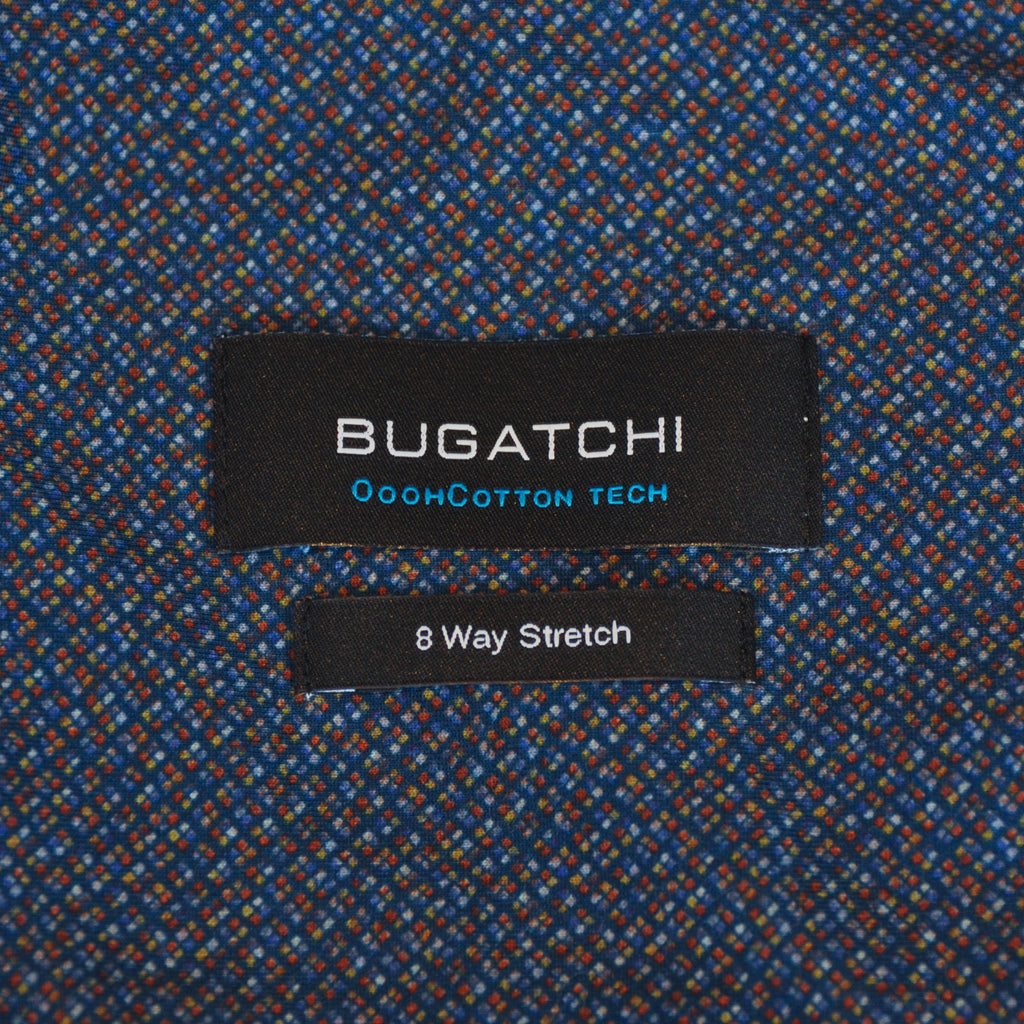 Bugatchi Navy Blue Print 8 Way Stretch Shirt