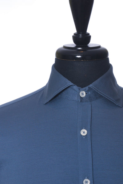 Canali Blue Jersey Knit Shirt