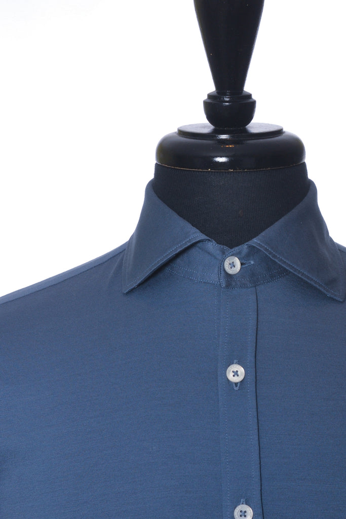 Canali Blue Jersey Knit Shirt