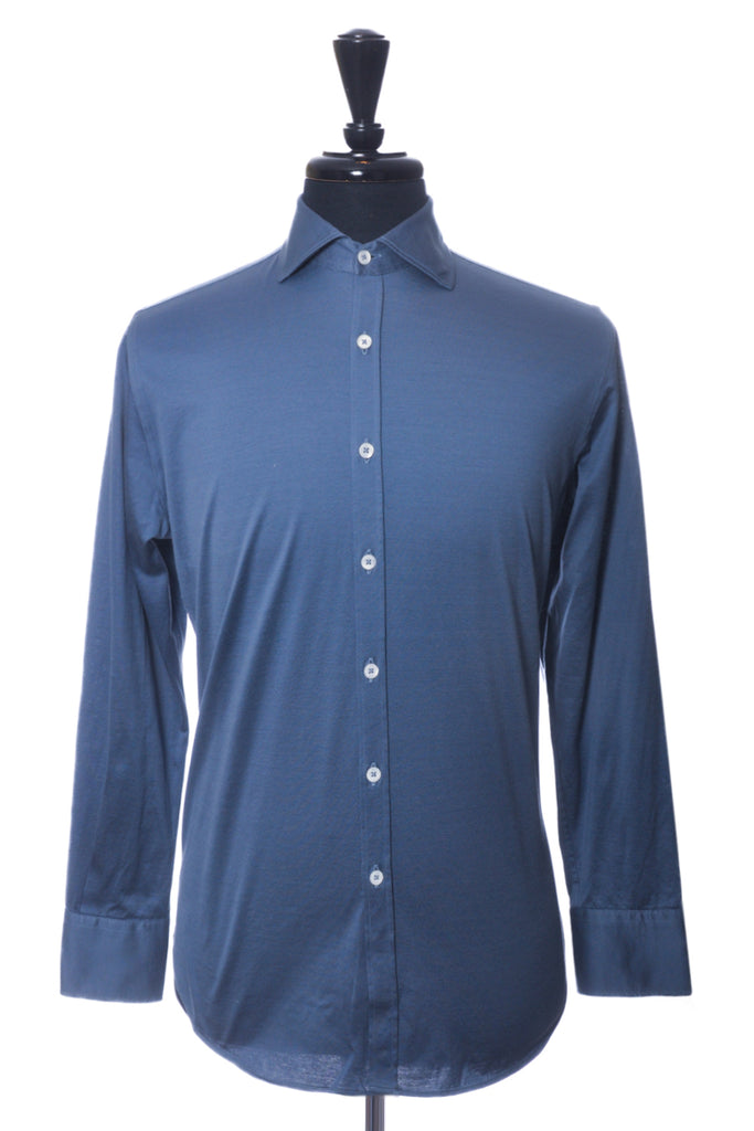 Canali Blue Jersey Knit Shirt