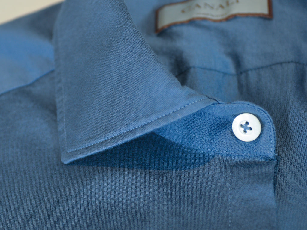 Canali Blue Jersey Knit Shirt