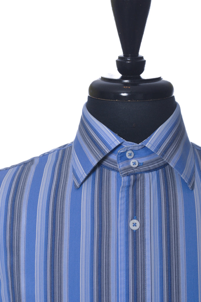 Bugatchi Blue Striped Dress Shirt