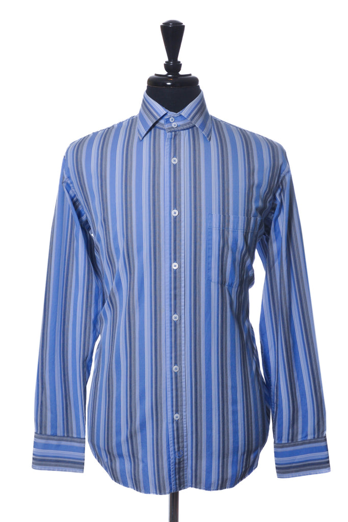 Bugatchi Blue Striped Dress Shirt