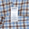 Eton Brown and Blue Check Light Weight Flannel Slim Fit Dress Shirt